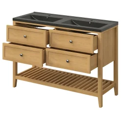 Plan Simple Vasque|GoodHome Plan vasque l.100 cm Nira en porcelaine vitrifié coloris noir