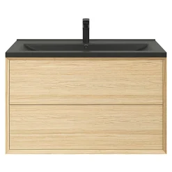 Plan Simple Vasque|GoodHome Plan vasque l.100 cm Nira en porcelaine vitrifié coloris noir