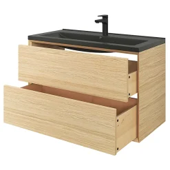 Plan Simple Vasque|GoodHome Plan vasque l.100 cm Nira en porcelaine vitrifié coloris noir