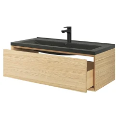 Plan Simple Vasque|GoodHome Plan vasque l.100 cm Nira en porcelaine vitrifié coloris noir