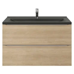 Plan Simple Vasque|GoodHome Plan vasque l.100 cm Nira en porcelaine vitrifié coloris noir