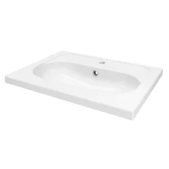 GoodHome Plan vasque l.60,6 x H.12,3 x P.45,2 cm, en céramique blanche, levanna