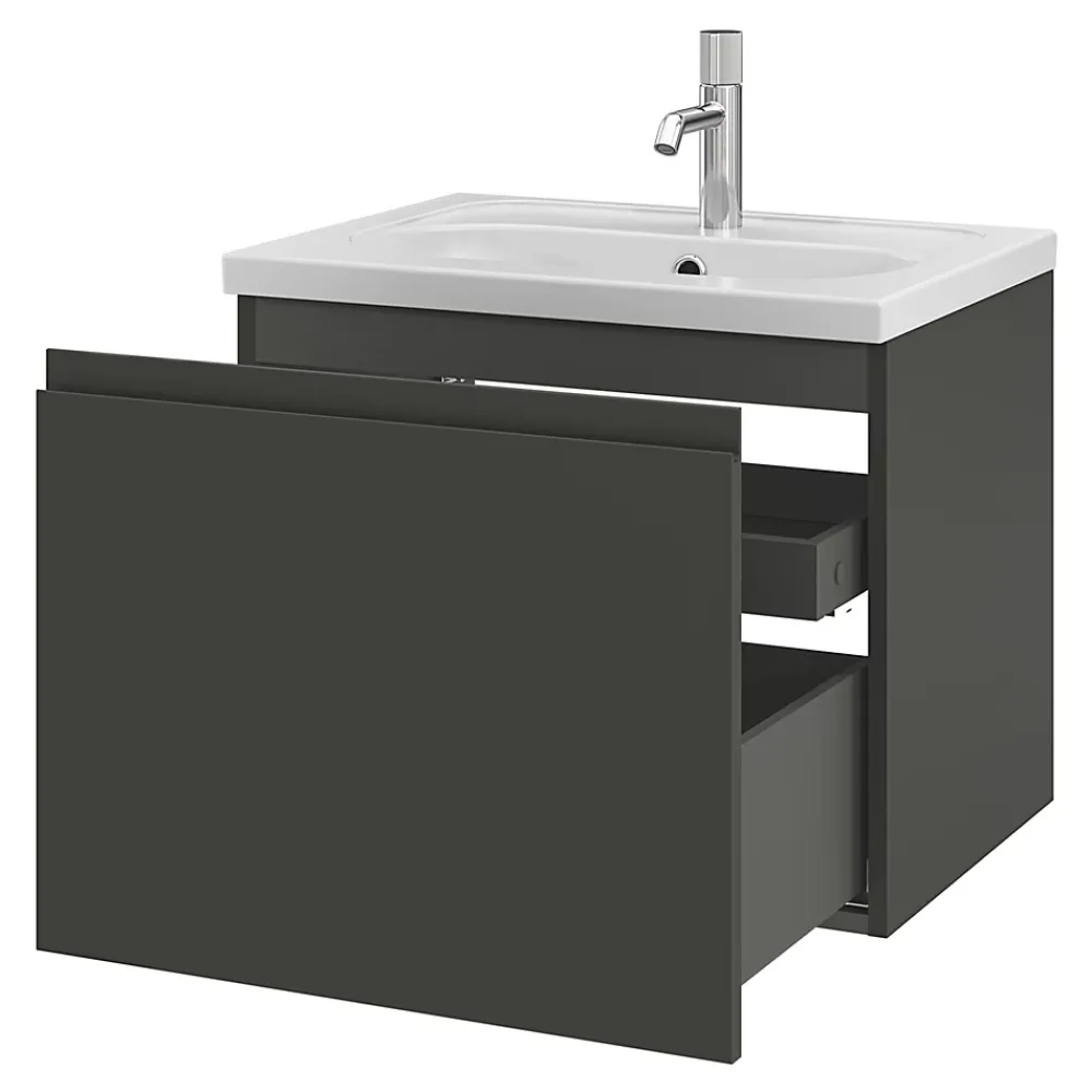 GoodHome Plan vasque l.60,6 x H.12,3 x P.45,2 cm, en céramique blanche, levanna