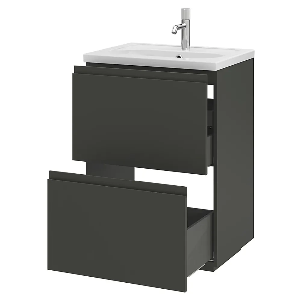 GoodHome Plan vasque l.60,6 x H.12,3 x P.45,2 cm, en céramique blanche, levanna