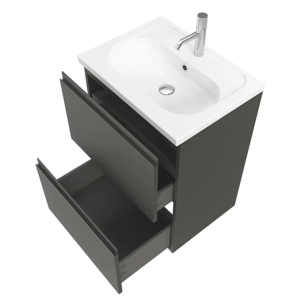 GoodHome Plan vasque l.60,6 x H.12,3 x P.45,2 cm, en céramique blanche, levanna