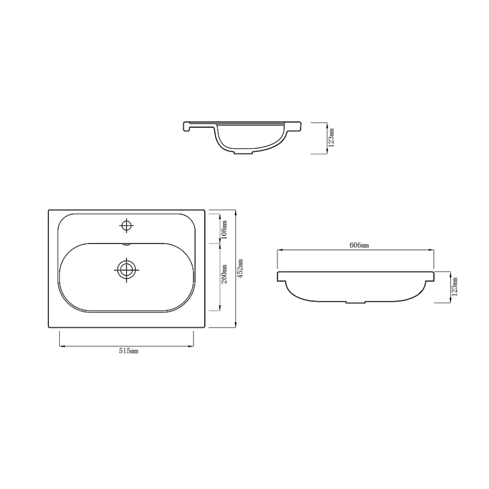 GoodHome Plan vasque l.60,6 x H.12,3 x P.45,2 cm, en céramique blanche, levanna
