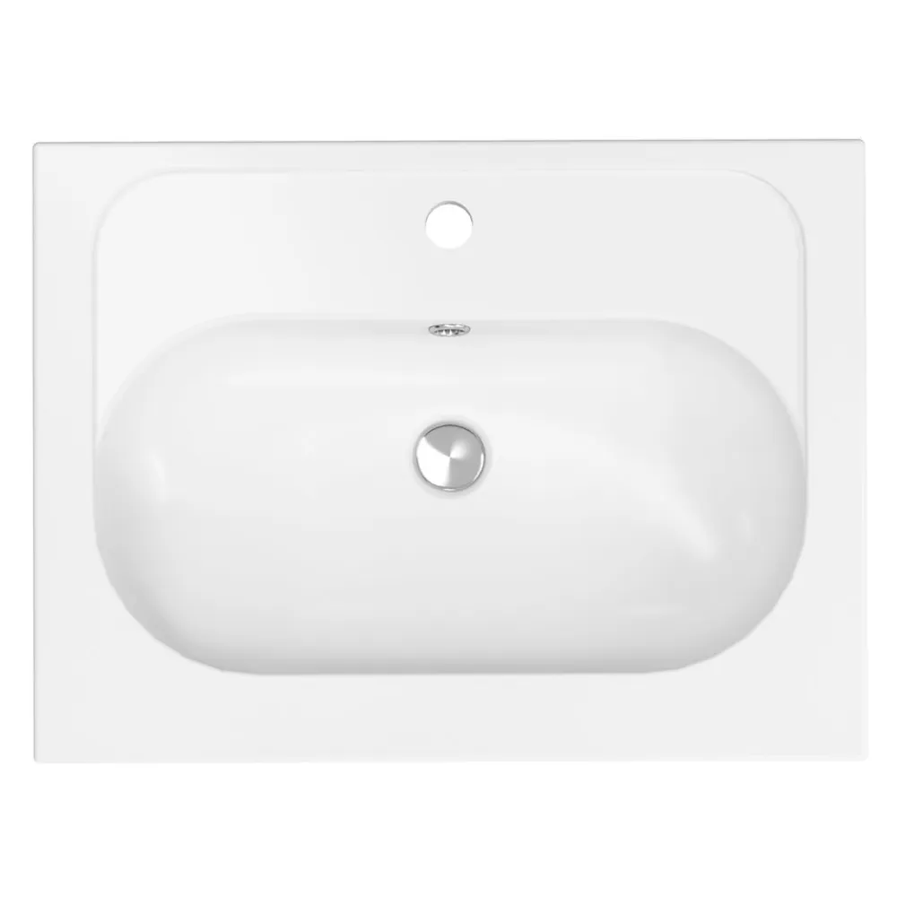 GoodHome Plan vasque l.60,6 x H.12,3 x P.45,2 cm, en céramique blanche, levanna