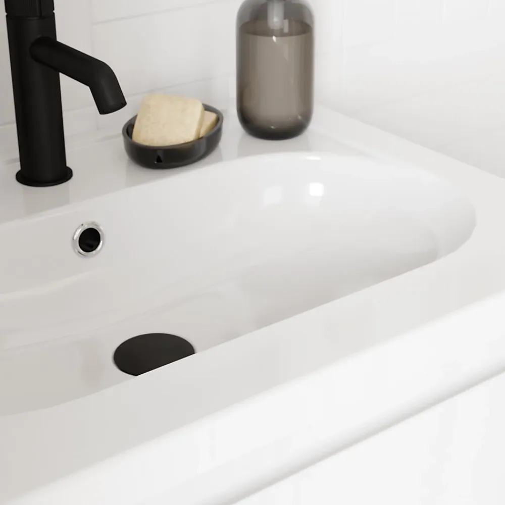 GoodHome Plan vasque l.60,6 x H.12,3 x P.45,2 cm, en céramique blanche, levanna