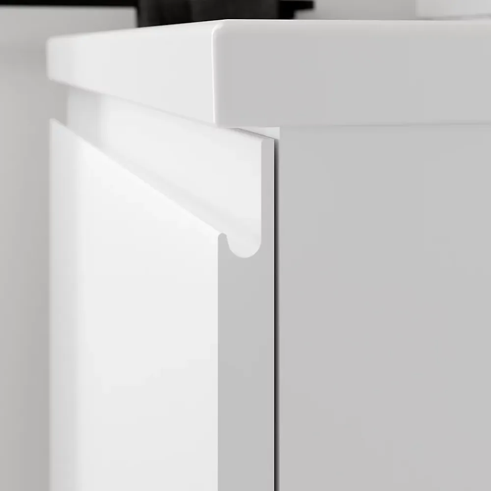 GoodHome Plan vasque l.60,6 x H.12,3 x P.45,2 cm, en céramique blanche, levanna