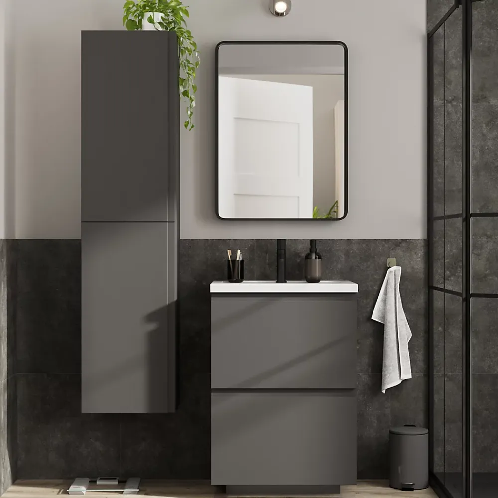 GoodHome Plan vasque l.60,6 x H.12,3 x P.45,2 cm, en céramique blanche, levanna