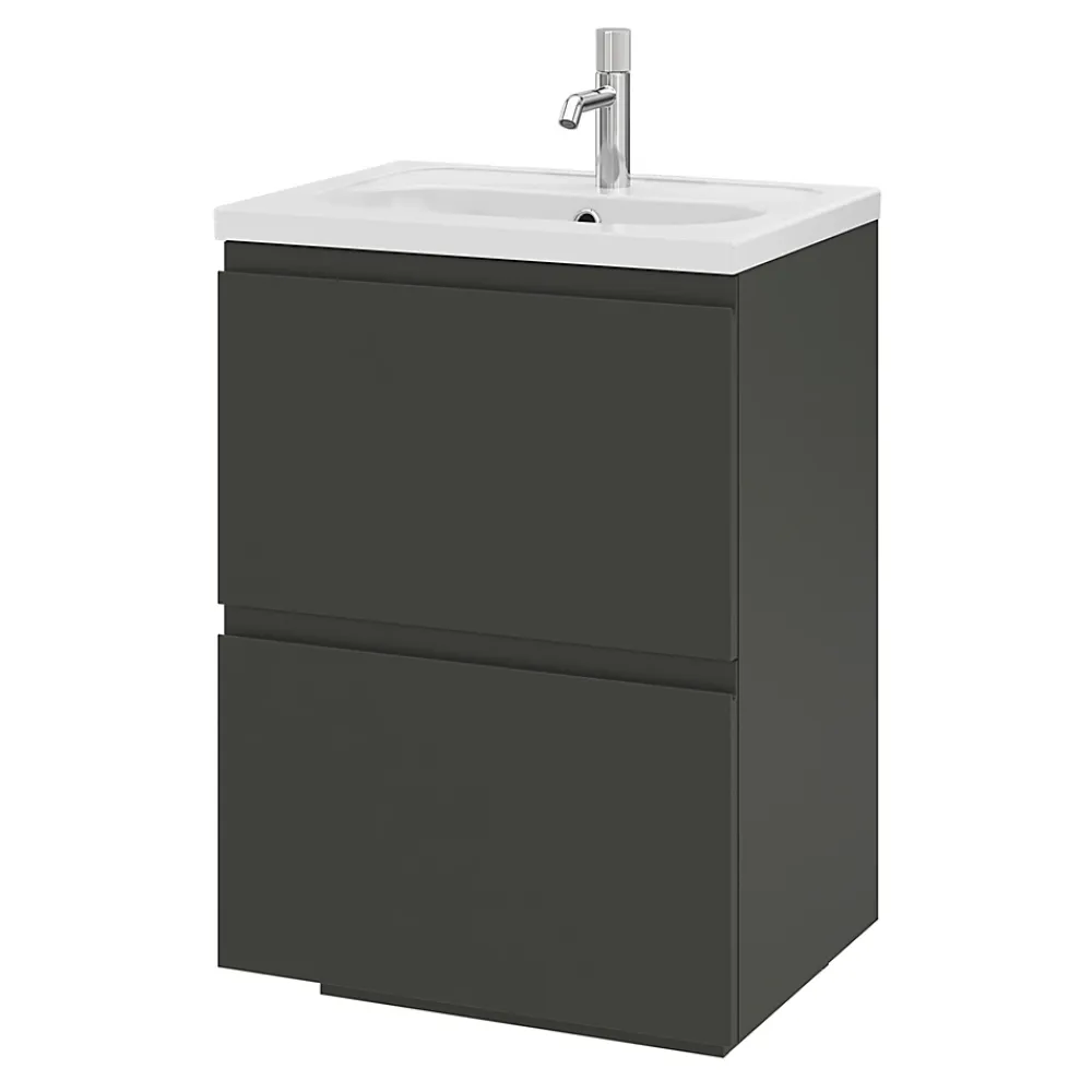 GoodHome Plan vasque l.60,6 x H.12,3 x P.45,2 cm, en céramique blanche, levanna