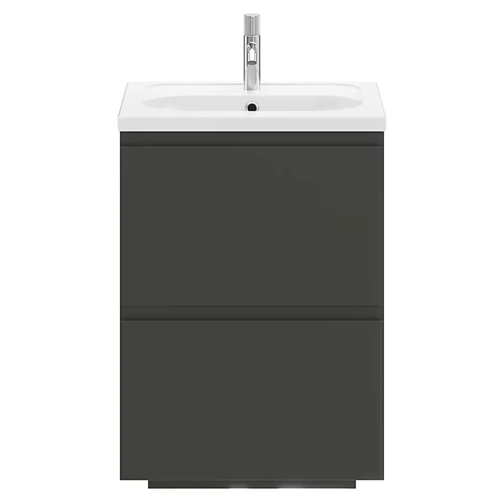 GoodHome Plan vasque l.60,6 x H.12,3 x P.45,2 cm, en céramique blanche, levanna