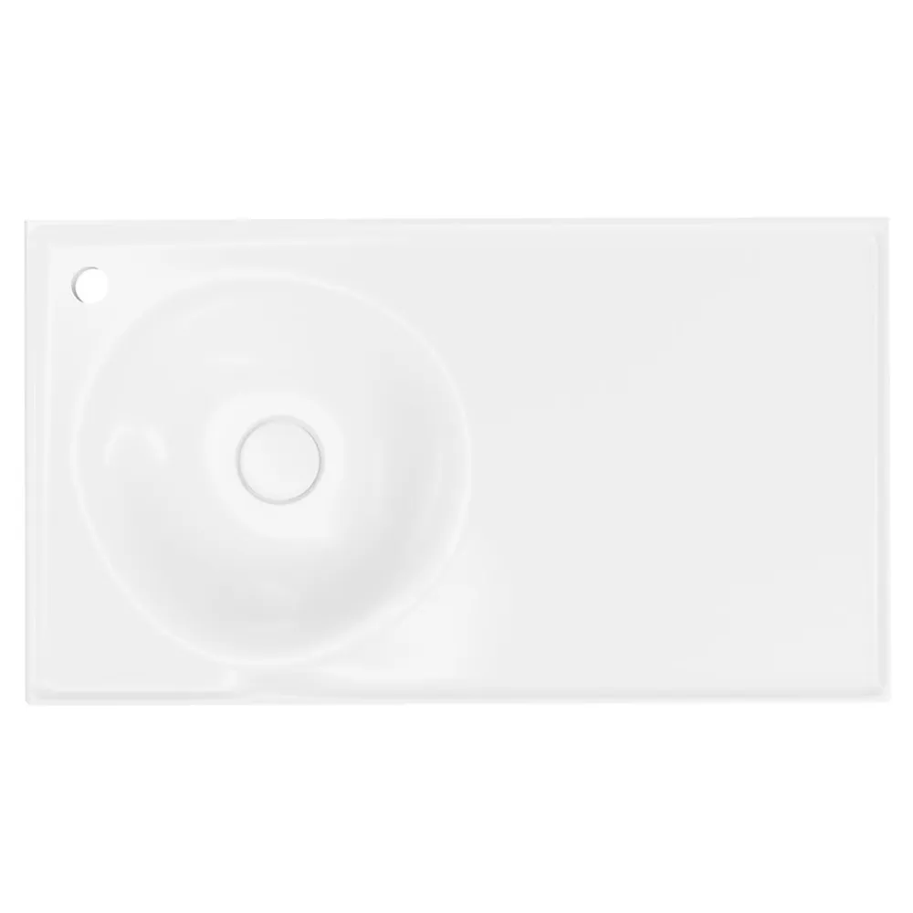 GoodHome Plan vasque l.80 x P.45 cm en céramique avec plage de dépose à droite, blanc, Kentia