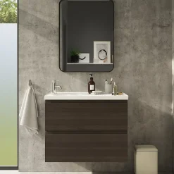 GoodHome Plan vasque l.80 x P.45 cm en céramique avec plage de dépose à droite, blanc, Kentia