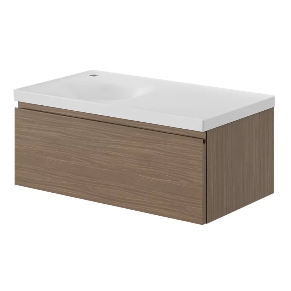 GoodHome Plan vasque l.80 x P.45 cm en céramique avec plage de dépose à droite, blanc, Kentia