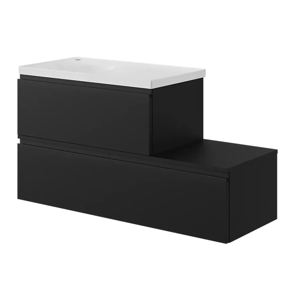 GoodHome Plan vasque l.80 x P.45 cm en céramique avec plage de dépose à droite, blanc, Kentia