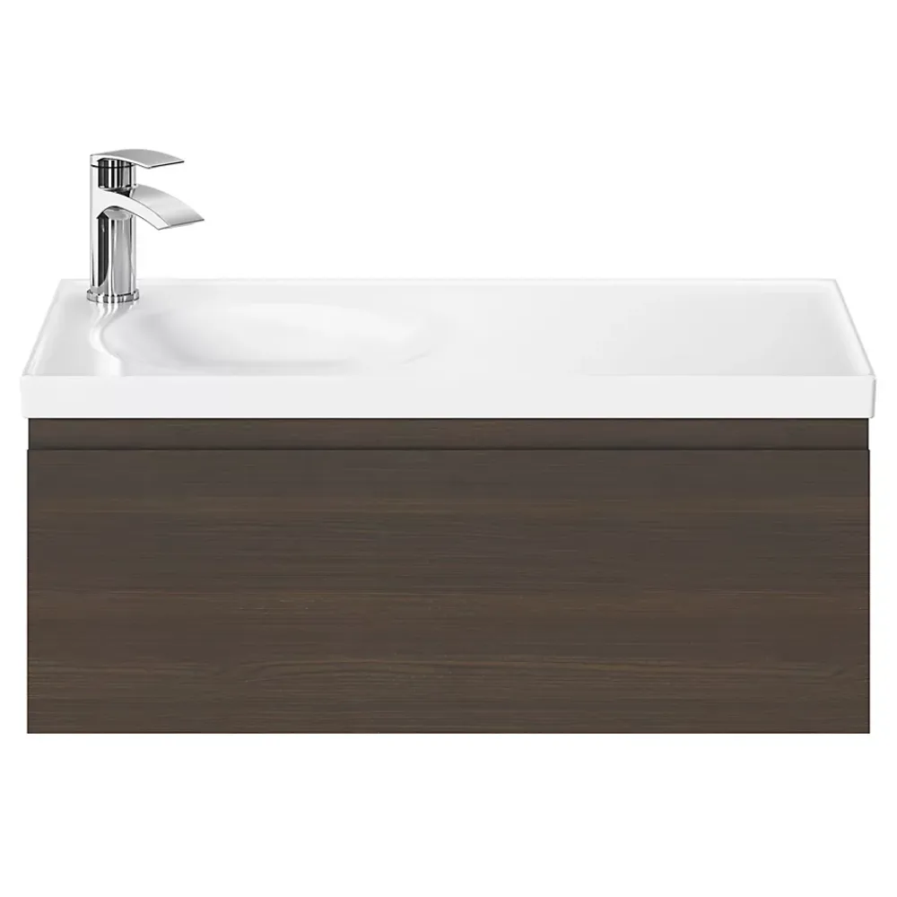 GoodHome Plan vasque l.80 x P.45 cm en céramique avec plage de dépose à droite, blanc, Kentia