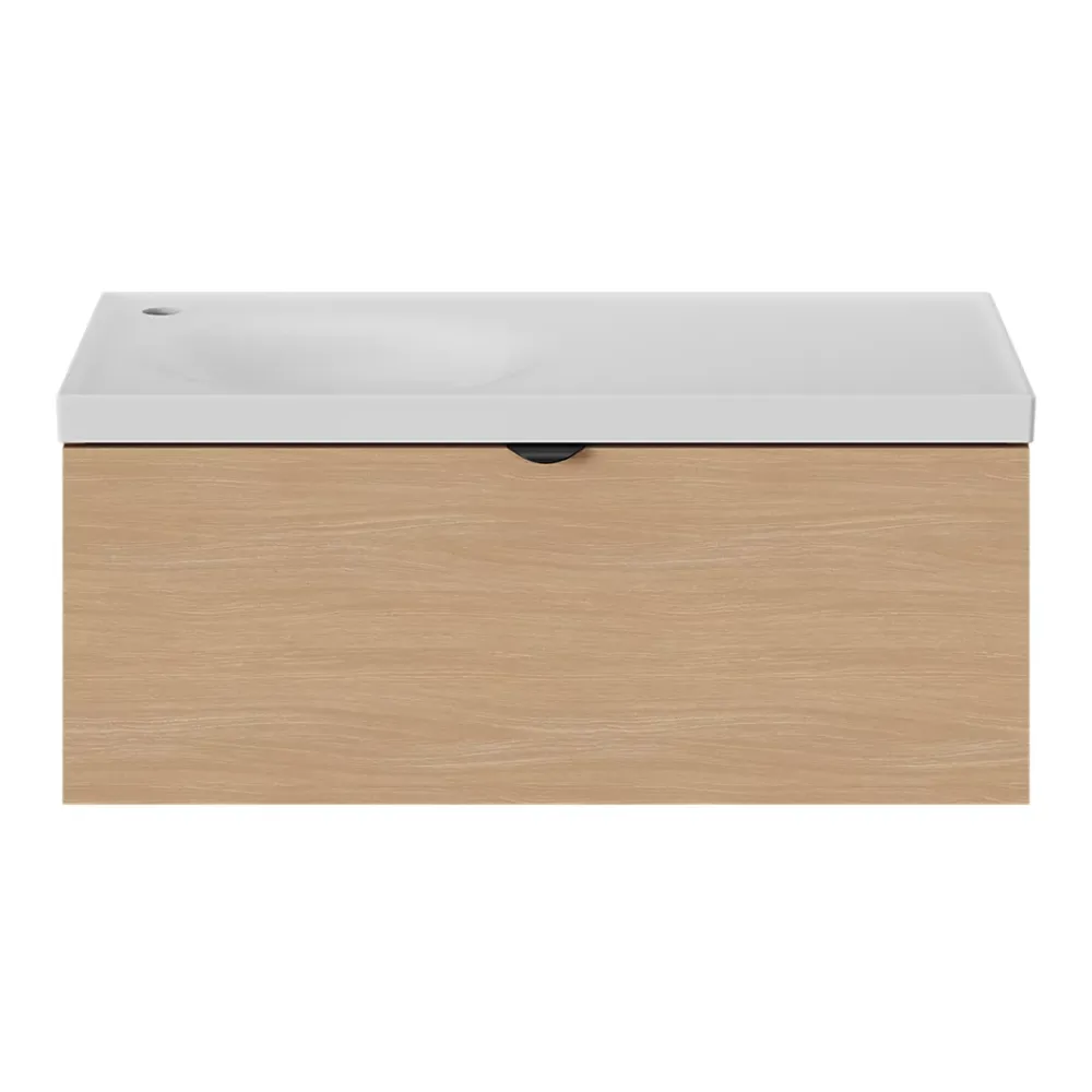GoodHome Plan vasque l.80 x P.45 cm en céramique avec plage de dépose à droite, blanc, Kentia