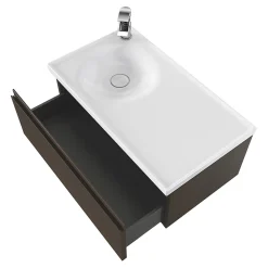GoodHome Plan vasque l.80 x P.45 cm en céramique avec plage de dépose à droite, blanc, Kentia