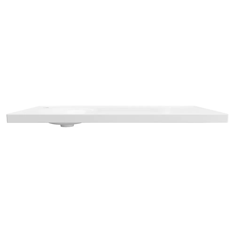 Plan Simple Vasque|GoodHome Plan vasque l.100 x P.45 cm en céramique avec plage de dépose à droite, blanc, Kentia
