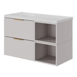 Plan Simple Vasque|GoodHome Plan vasque l.100 x P.45 cm en céramique avec plage de dépose à droite, blanc, Kentia