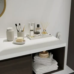 Plan Simple Vasque|GoodHome Plan vasque l.100 x P.45 cm en céramique avec plage de dépose à droite, blanc, Kentia