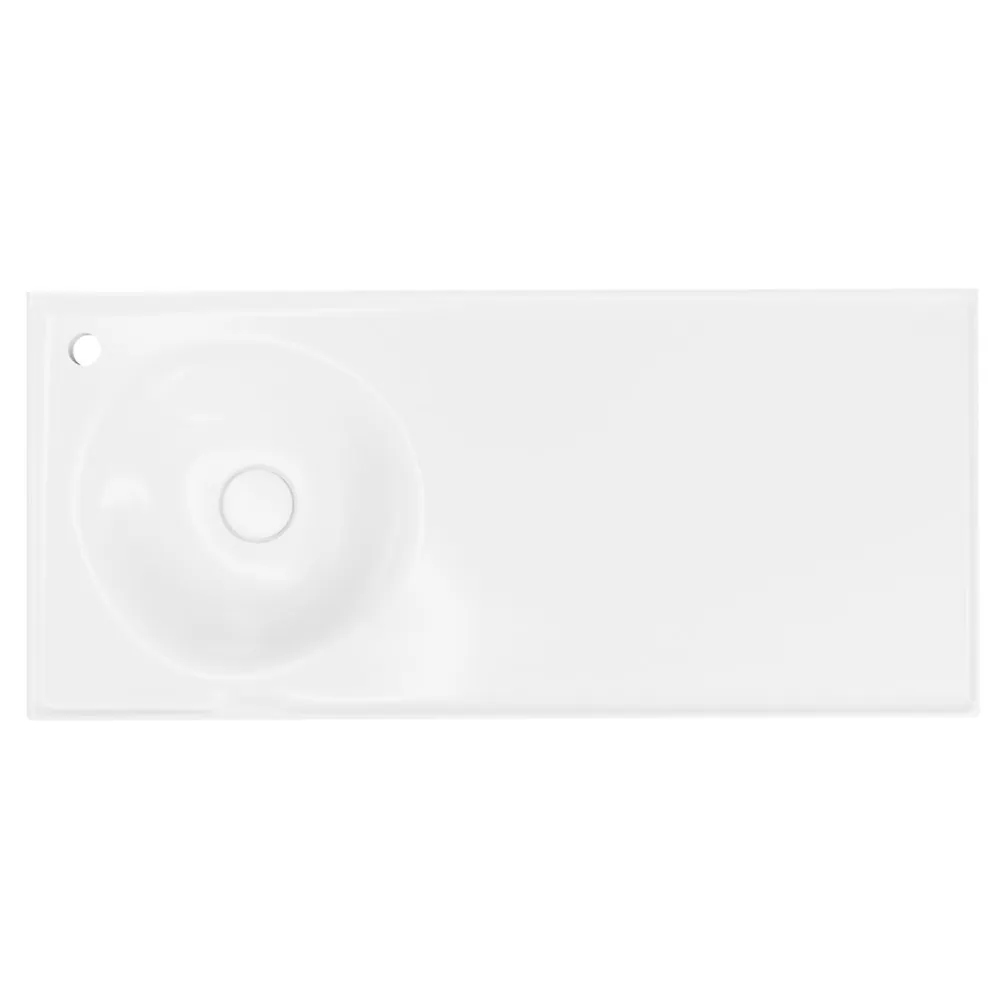 Plan Simple Vasque|GoodHome Plan vasque l.100 x P.45 cm en céramique avec plage de dépose à droite, blanc, Kentia