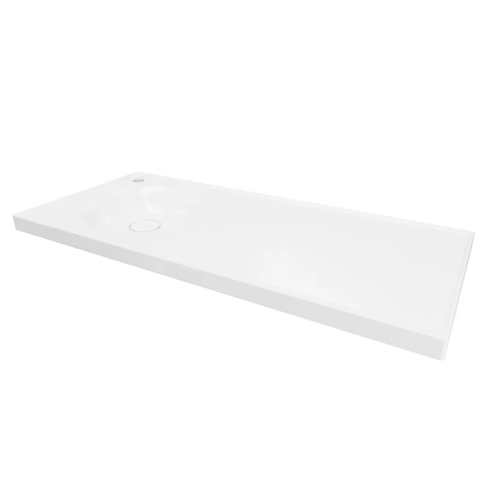 Plan Simple Vasque|GoodHome Plan vasque l.100 x P.45 cm en céramique avec plage de dépose à droite, blanc, Kentia