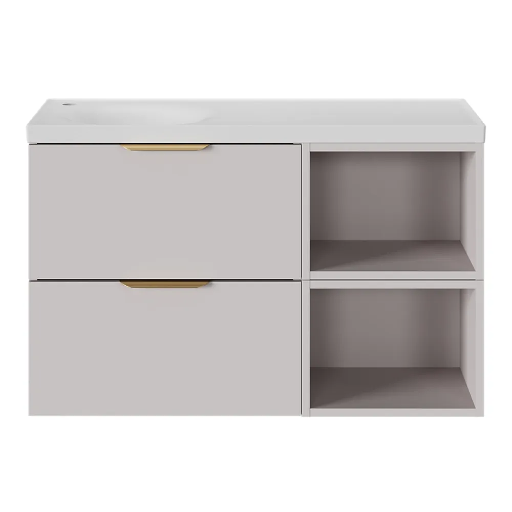 Plan Simple Vasque|GoodHome Plan vasque l.100 x P.45 cm en céramique avec plage de dépose à droite, blanc, Kentia