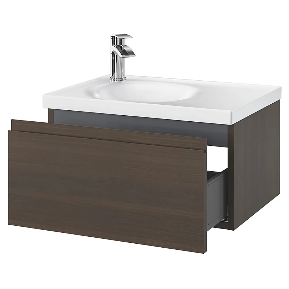 Plan Simple Vasque|GoodHome Plan vasque l.60 x P.45 cm en céramique avec plage de dépose à droite, blanc, Kentia