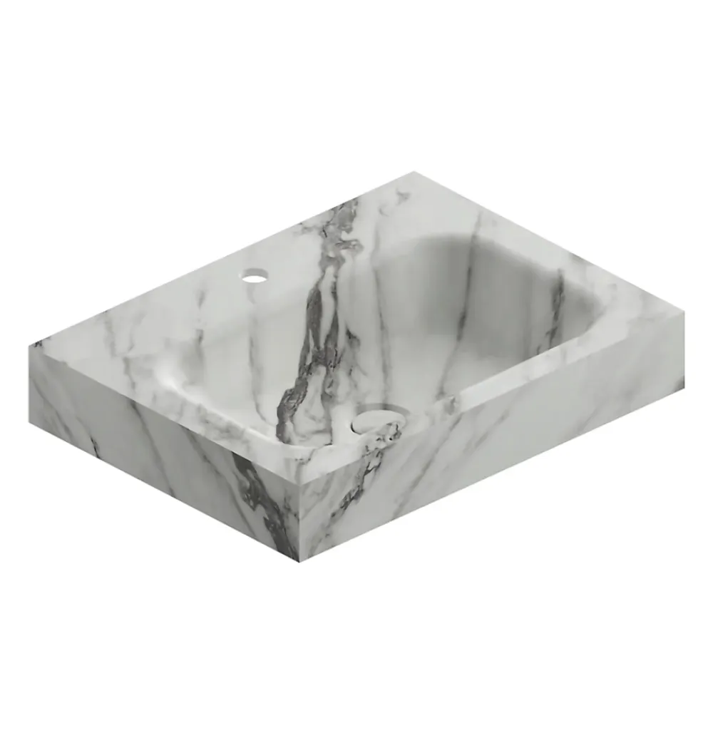 Plan Simple Vasque|Ipiemme SRL Plan vasque L.60 x P.45,3 x H.10 cm, finition blanc veiné, Stonetec