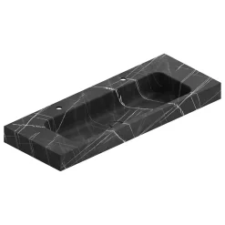 Plan Double Vasque|Ipiemme SRL Plan vasque L.120 x P.45,3 x H.10 cm, finition noir veiné, Stonetec