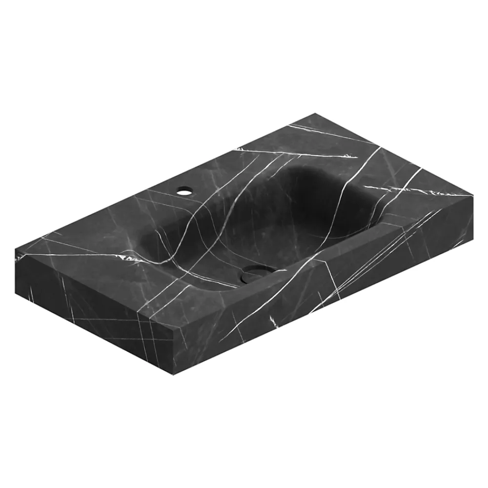 Plan Simple Vasque|Ipiemme SRL Plan vasque L.80 x P.45,3 x H.10 cm, finition noir veiné, Stonetec