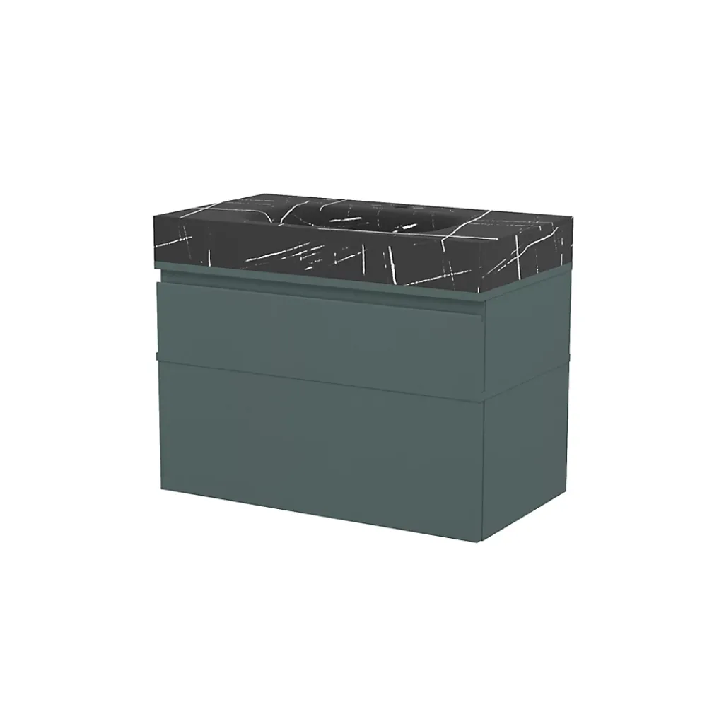 Plan Simple Vasque|Ipiemme SRL Plan vasque L.80 x P.45,3 x H.10 cm, finition noir veiné, Stonetec