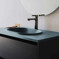 Poalgi Plan vasque lavabo résine Wraitom 100x46 cm vert liquen série Bül
