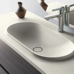 Poalgi Plan vasque lavabo résine Wraitom 100x46 cm blanc marfil série Bül