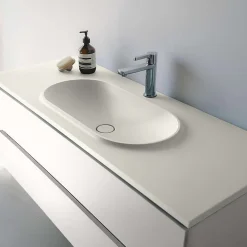 Poalgi Plan vasque lavabo résine Wraitom 100x46 cm blanc marfil série Bül
