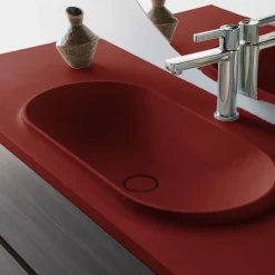 Plan Simple Vasque|Poalgi Plan vasque lavabo résine Wraitom 80x46 cm rouge tassili série Bül
