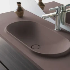 Poalgi Plan vasque lavabo résine Wraitom 100x46 cm marron tundra série Bül