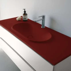 Poalgi Plan vasque lavabo résine Wraitom 120x46 cm rouge tassili série Bül
