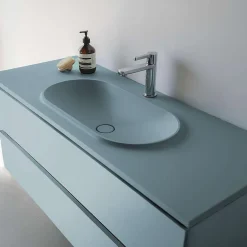 Poalgi Plan vasque lavabo résine Wraitom 120x46 cm vert liquen série Bül