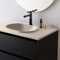 Poalgi Plan vasque lavabo résine Wraitom 100x46 cm blanc perle série Bül
