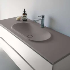 Plan Simple Vasque|Poalgi Plan vasque lavabo résine Wraitom 80x46 cm gris concret série Bül