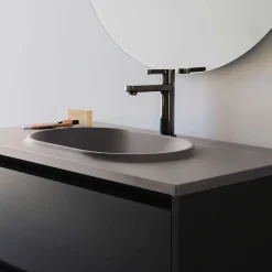 Plan Simple Vasque|Poalgi Plan vasque lavabo résine Wraitom 80x46 cm gris concret série Bül