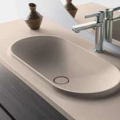 Poalgi Plan vasque lavabo résine Wraitom 80x46 cm blanc perle série Bül