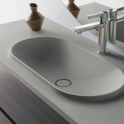 Poalgi Plan vasque lavabo résine Wraitom 80x46 cm gris humo série Bül