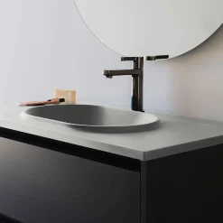 Poalgi Plan vasque lavabo résine Wraitom 80x46 cm gris humo série Bül