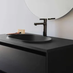 Plan Simple Vasque|Poalgi Plan vasque lavabo résine Wraitom 120x46 cm noir antracita série Bül