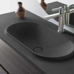Poalgi Plan vasque lavabo résine Wraitom 80x46 cm noir antracita série Bül
