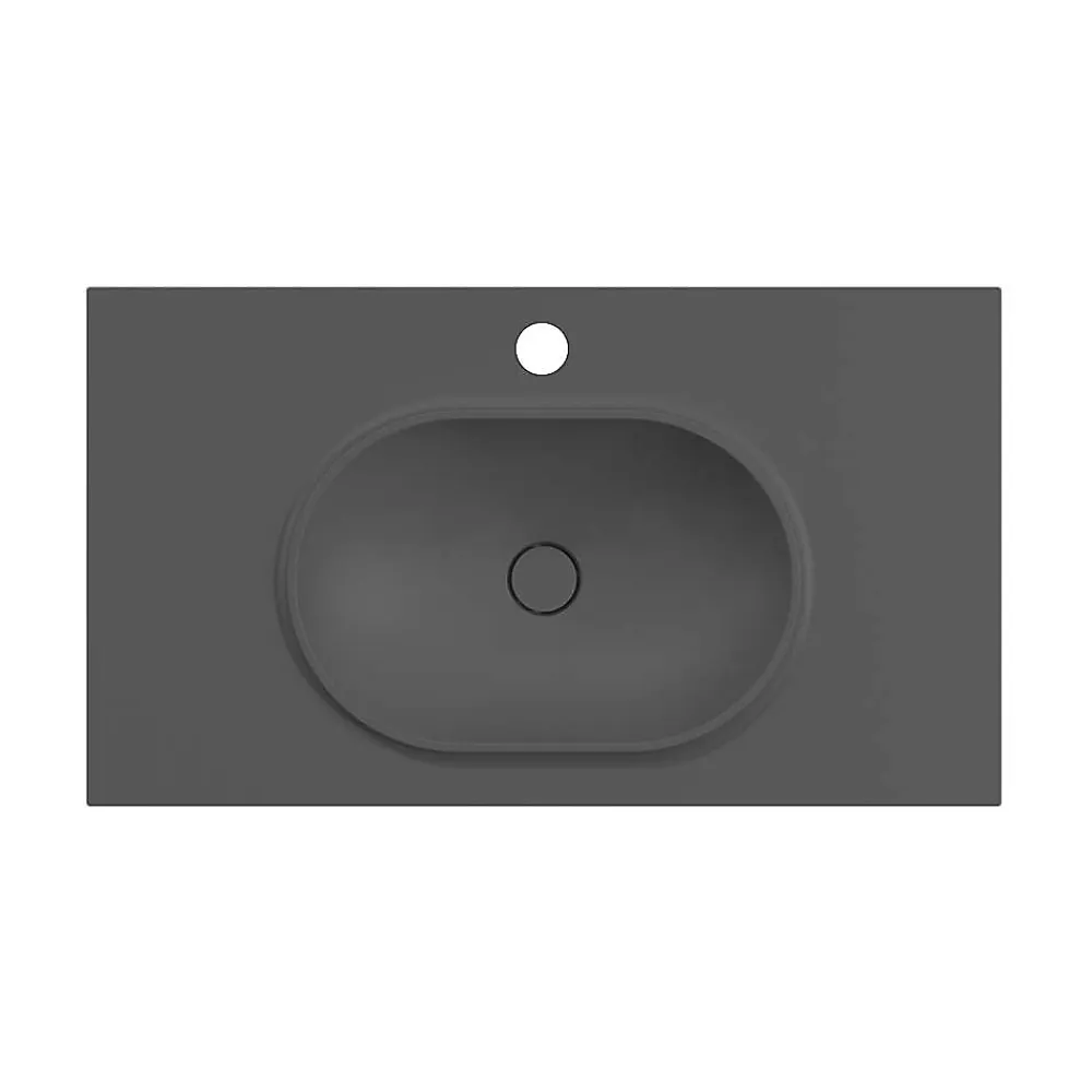 Poalgi Plan vasque lavabo résine Wraitom 80x46 cm noir antracita série Bül